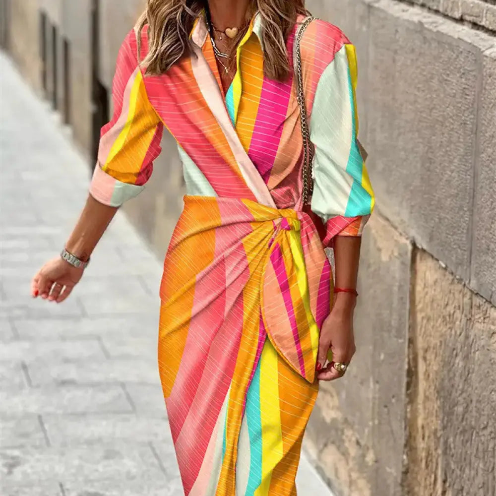 Belted Shirt Dress - Floral / 2XL - Women¡¯s Dresses Collection