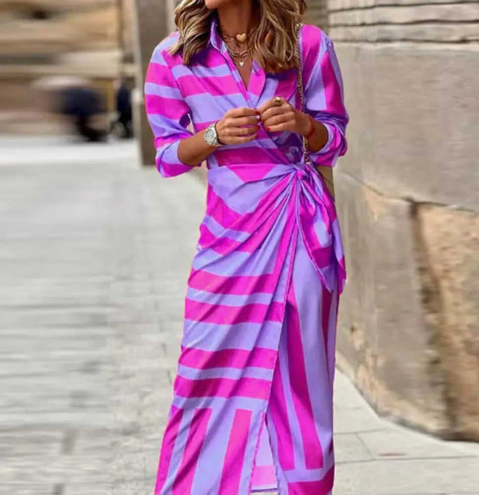 Belted Shirt Dress - Purple / 2XL - Women¡¯s Dresses Collection