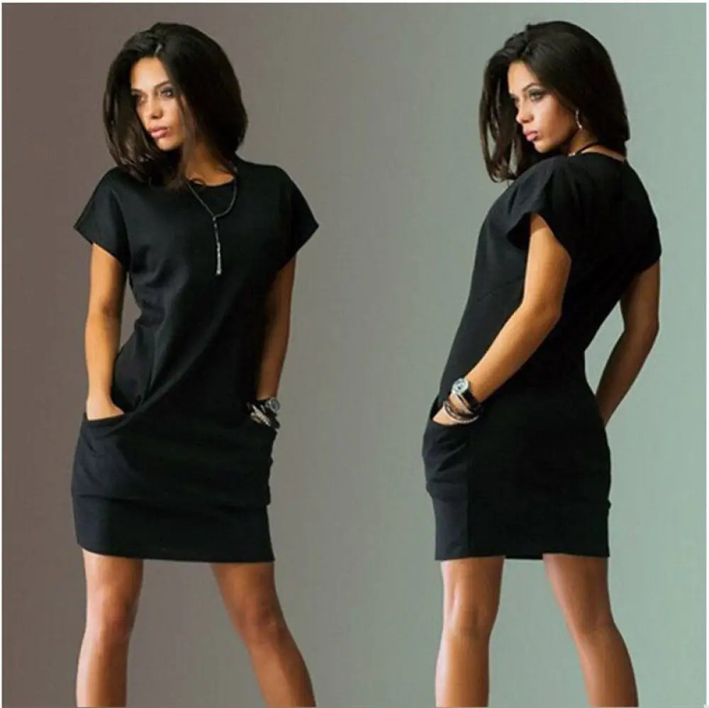 Bodycon Pocket T-Shirt Dress - Black / L - Women¡¯s Dresses Collection