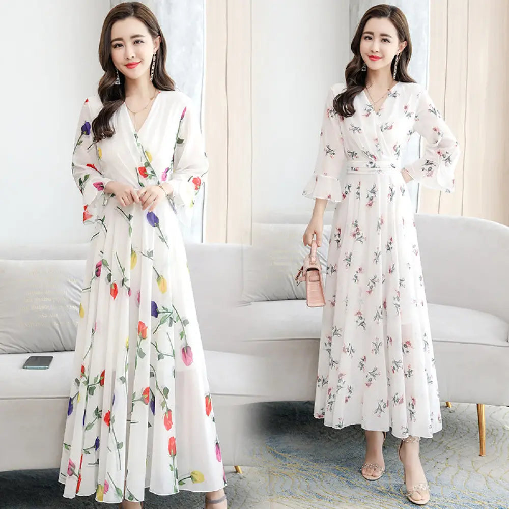Chiffon V-Neck Maxi Party Dress - Women¡¯s Dresses Collection