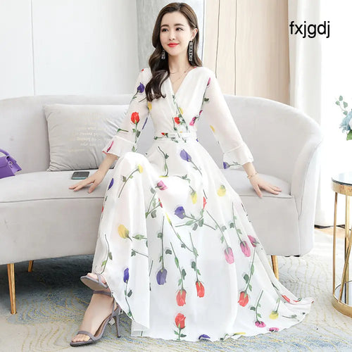 Chiffon V-Neck Maxi Party Dress - Women¡¯s Dresses Collection