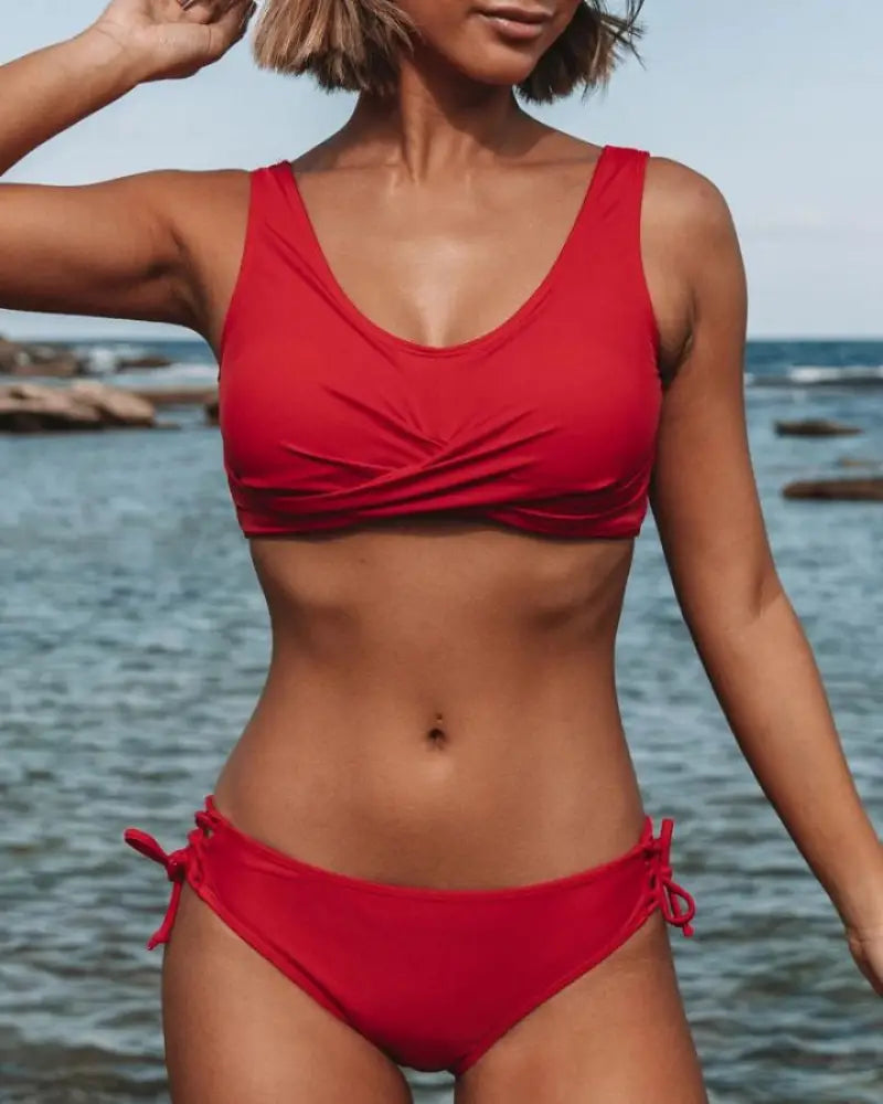 Fashion Strappy Bikini Swimsuit Woman - Red / 2XL - Summer Clothing 2026