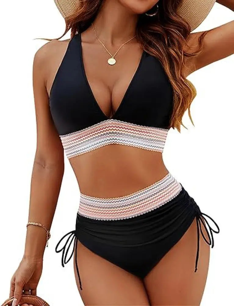 Fashion Women’s High Waist Bikini Split Suit - Black / 2XL - Summer Clothing 2026