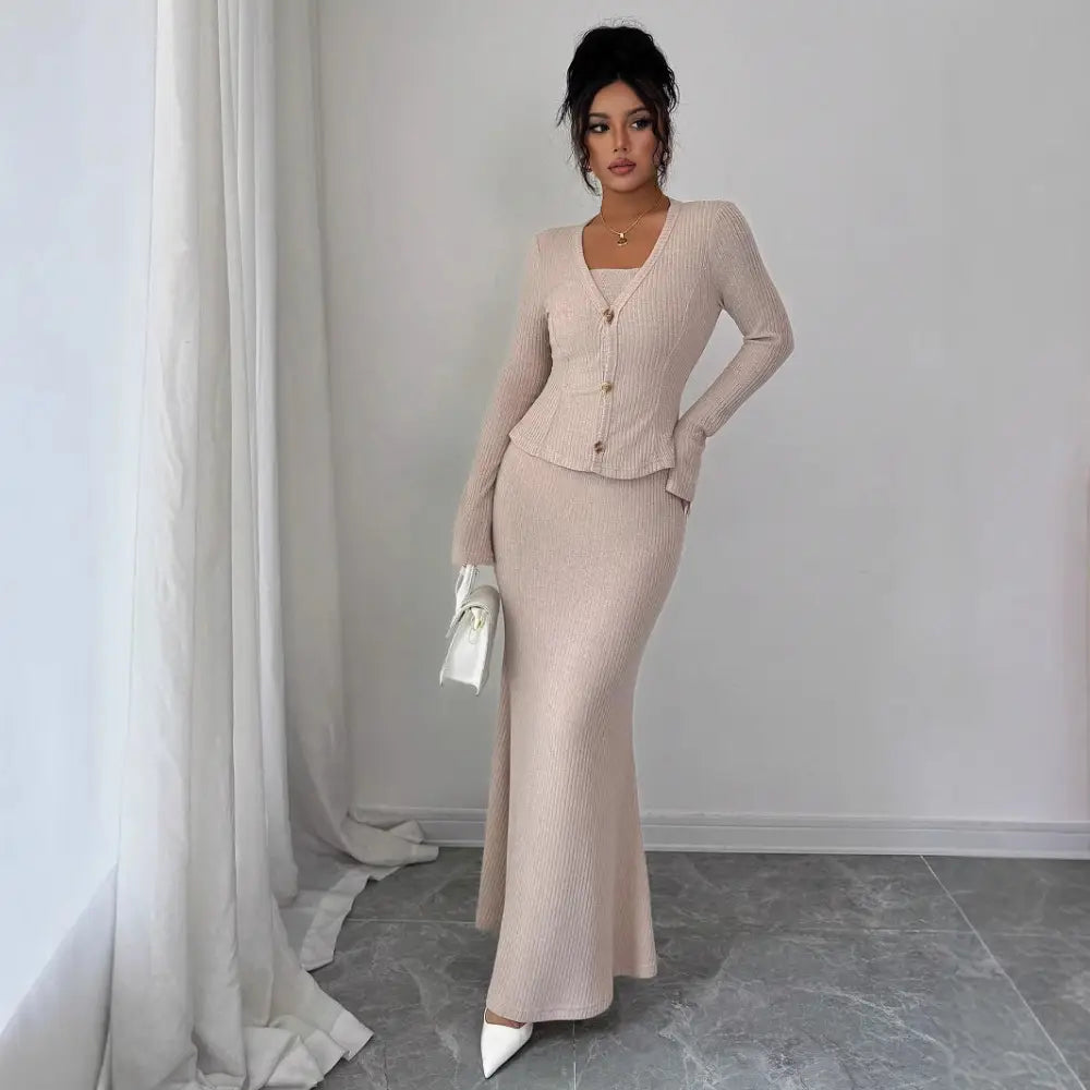 Knitted Long Skirt Two-Piece Set - Women¡¯s Dresses Collection