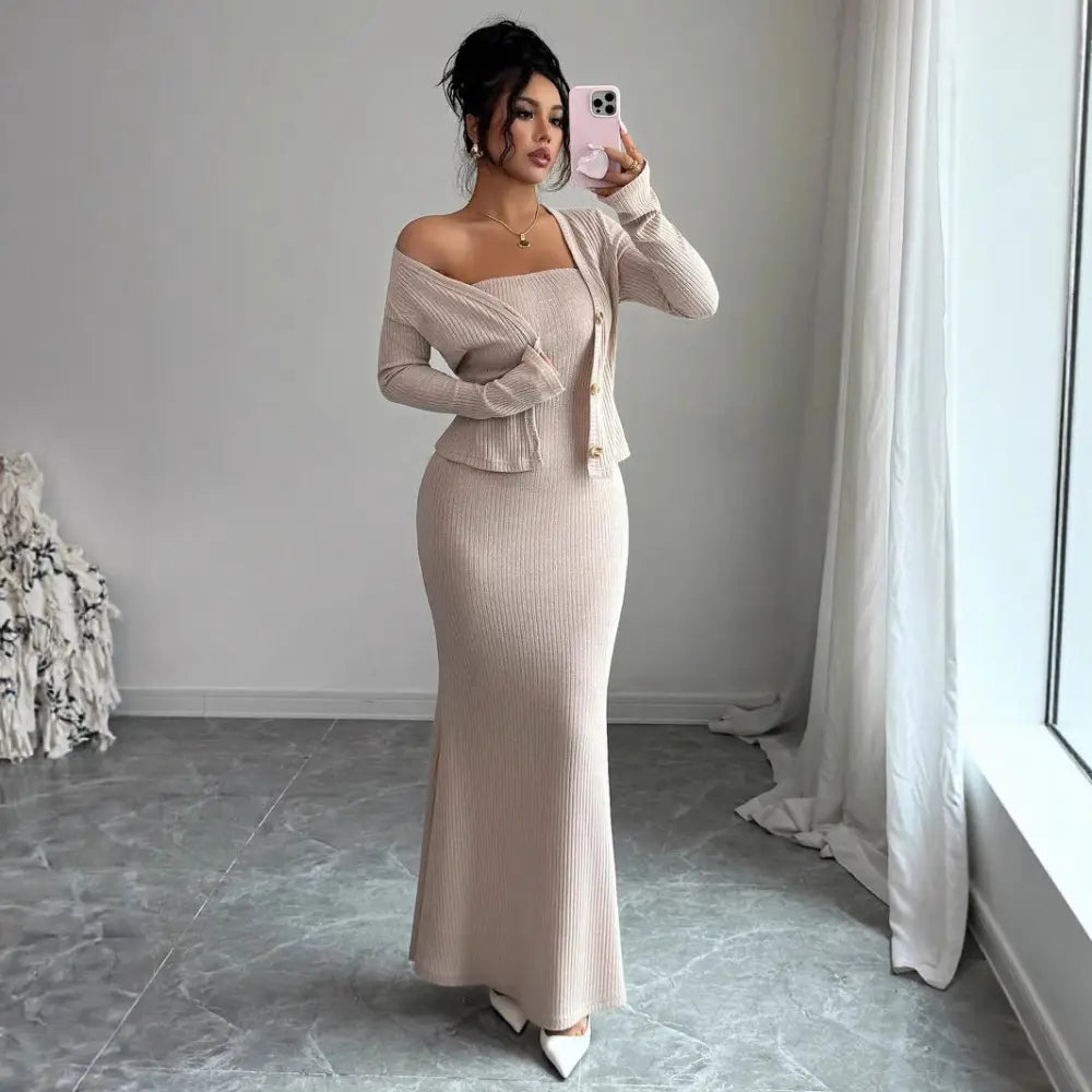 Knitted Long Skirt Two-Piece Set - Women¡¯s Dresses Collection