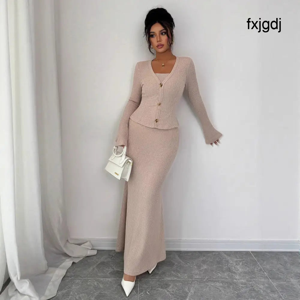 Knitted Long Skirt Two-Piece Set - Women¡¯s Dresses Collection