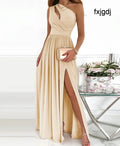 One-Shoulder Cutout Cocktail Maxi Dress - Apricot / 2XL - Women¡¯s Dresses