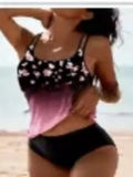 Retro Split High Waist Bikini Beach Print Strap Swimsuit - Black / 3XL - Summer Clothing 2026