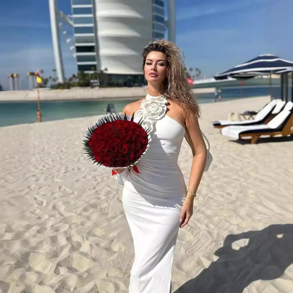 Ribbon Flower Halter Maxi Dress - Women¡¯s Dresses