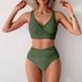 Sexy Split Swimsuit High Waist Swimsuit Outfit Bikini - Army Green / 2XL - Summer Clothing 2026