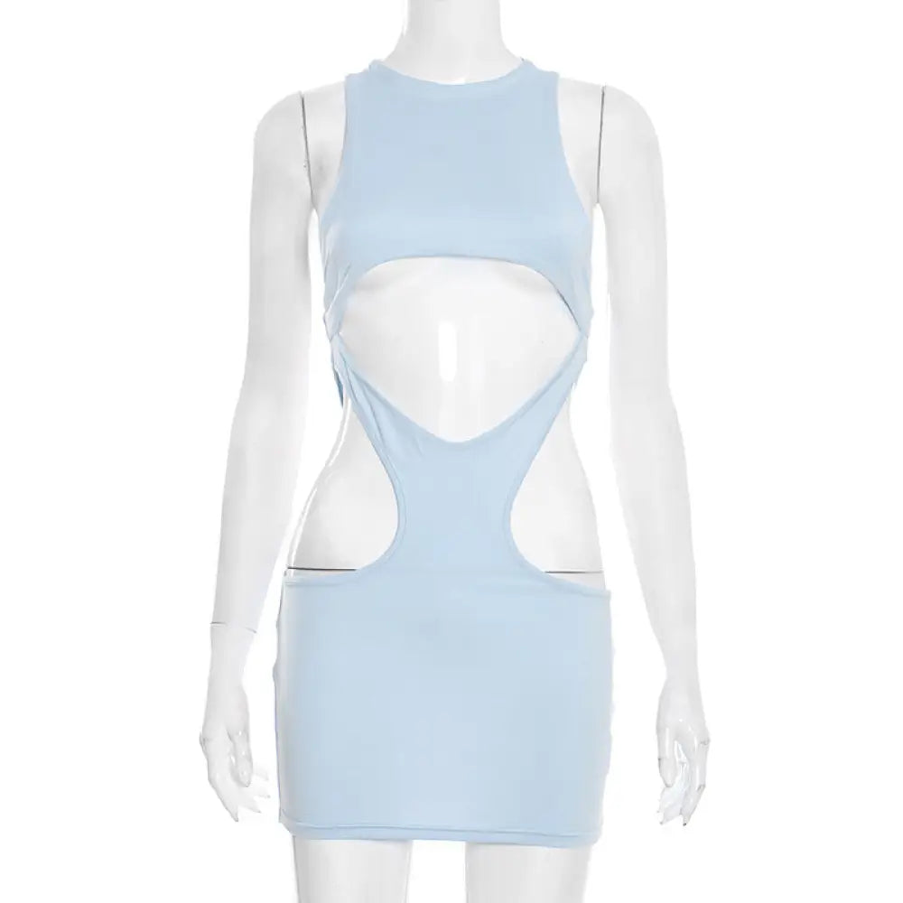 Solid-Color Two-Piece Dress Set - Blue / L - Women¡¯s Dresses
