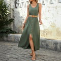 Split Hem Beach Maxi Dress - Army Green / L - Women¡¯s Dresses Collection