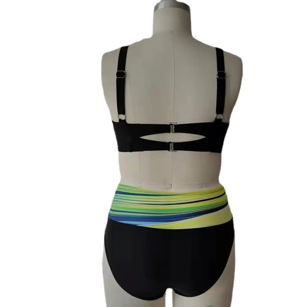Striped Tie Dye Cutout Sexy High Waist Bikini Swimsuit - Summer Clothing 2026