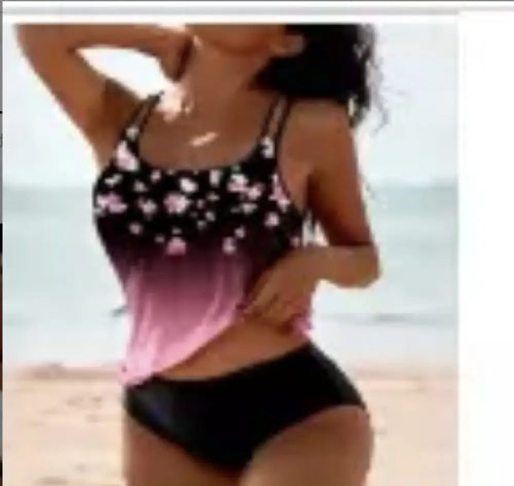 Vintage Printed Split High Waist Conservative Swimwear - Black / L - Summer Clothing 2026