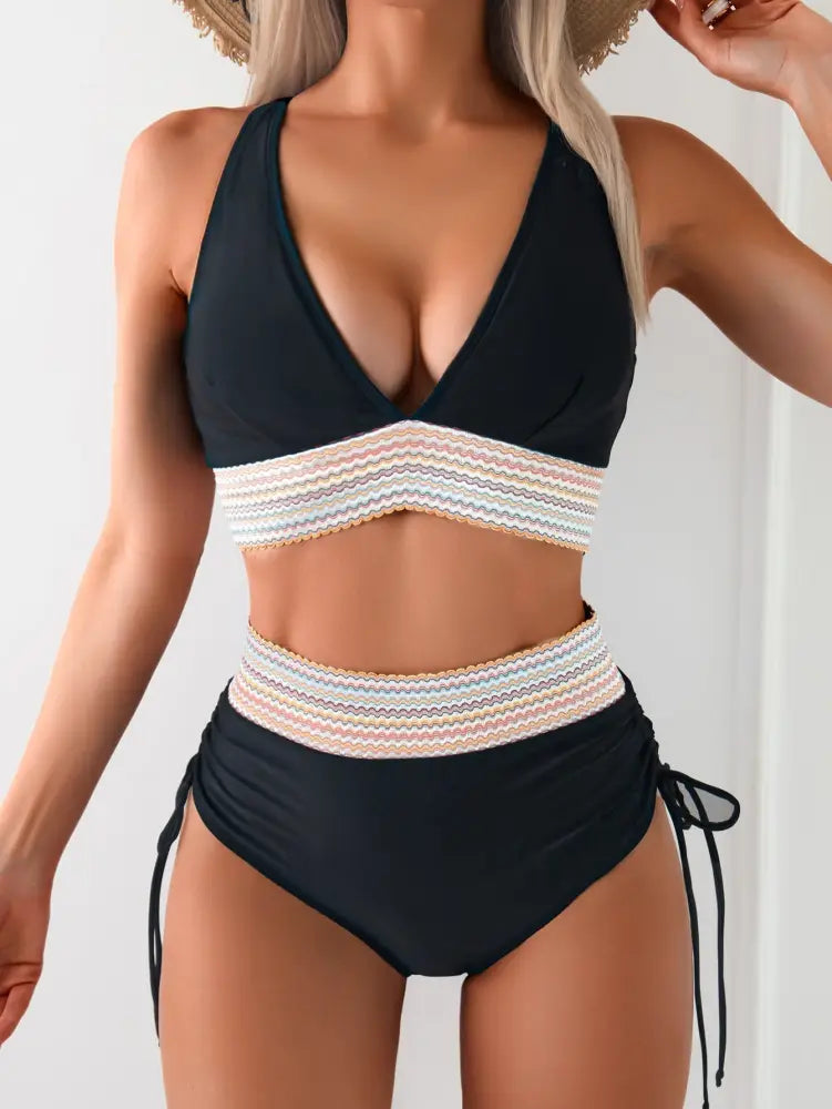 Women’s Deep V-Neck Backless Sexy Bikini Swimsuit - JK27BK / L - Summer Clothing 2026